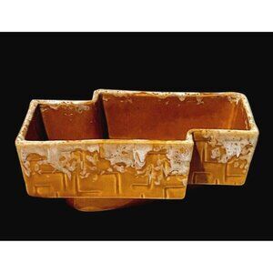 Vintage USA #273 Pottery Planter With Textured Design & Drip Glaze Finish